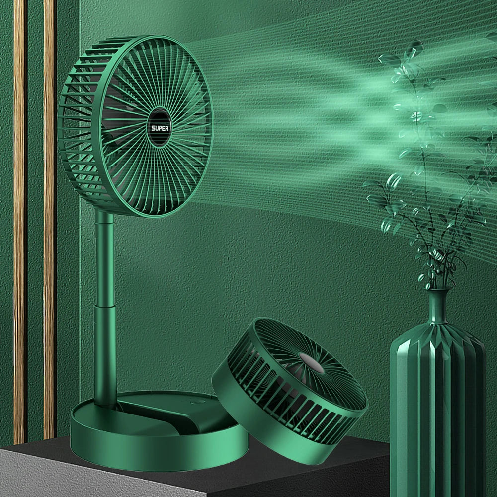 Rechargeable Portable Telescopic Folding Fan with Mobile Phone Stand