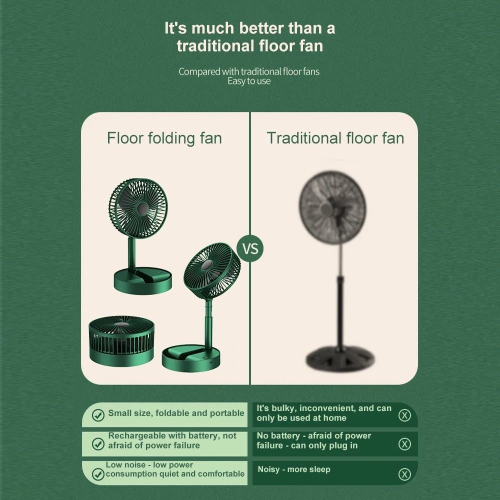 Rechargeable Portable Telescopic Folding Fan with Mobile Phone Stand