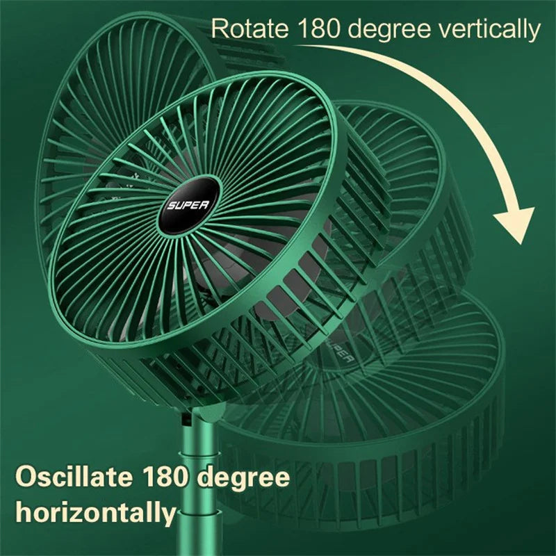 Rechargeable Portable Telescopic Folding Fan with Mobile Phone Stand