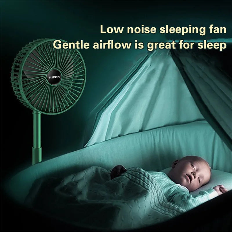 Rechargeable Portable Telescopic Folding Fan with Mobile Phone Stand