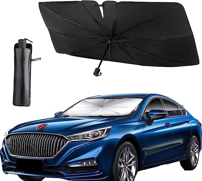 Premium Car Windshield Sun Shade Umbrella – Foldable Auto Front Window UV Reflector Blockout Shield