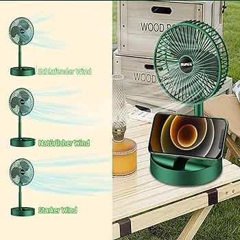 Rechargeable Portable Telescopic Folding Fan with Mobile Phone Stand